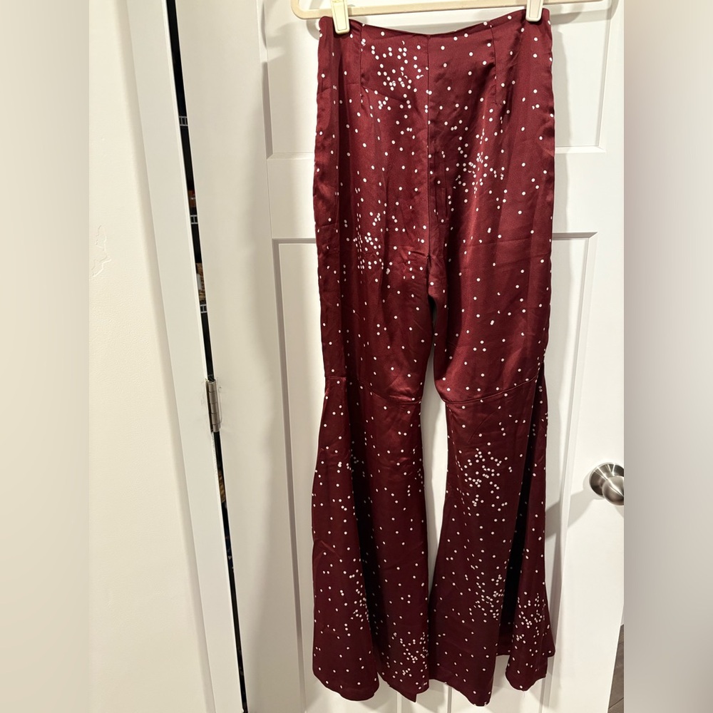 Line + Dot Burgundy Flared Pants - Picture 8 of 12